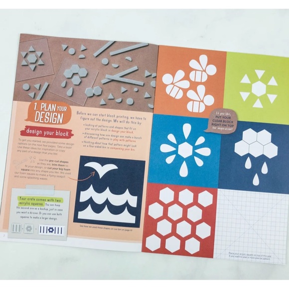 KiwiCo DOODLE CRATE Make Your Own “Block Printed Canvas Bin” Block Printing - Picture 8 of 16